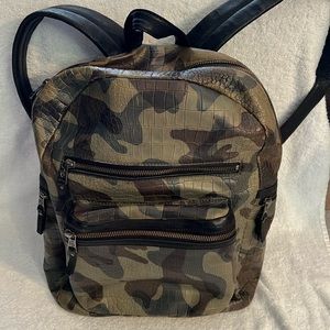 ASH Domino Green Camouflage Leather Unisex Backpack